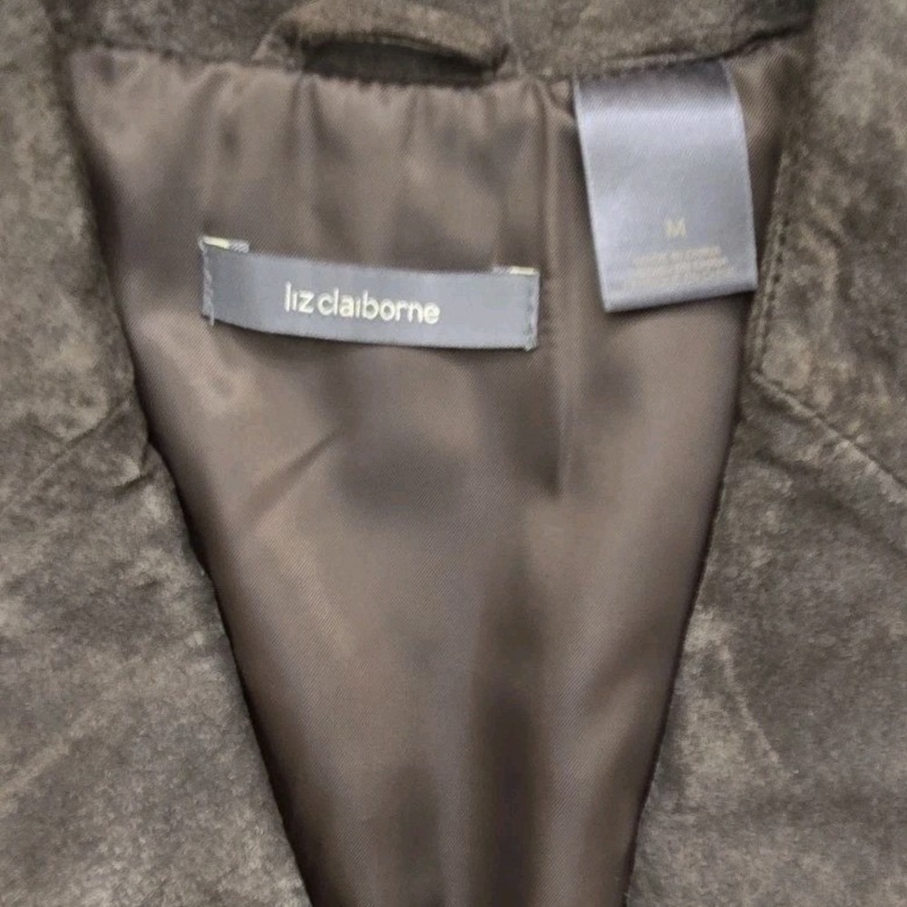 Liz Claiborne Genuine Suede Leather Blazer Jacket Brown Size Medium Y2K - Picture 4 of 9